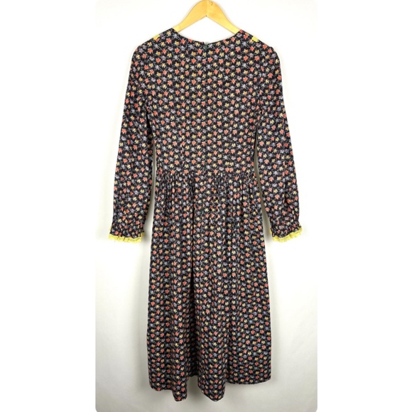 Vintage 70’s Ditzy Floral Print Prairie Dress • Scoop Neck • Long Sleeved - XS/S - Picture 4 of 8